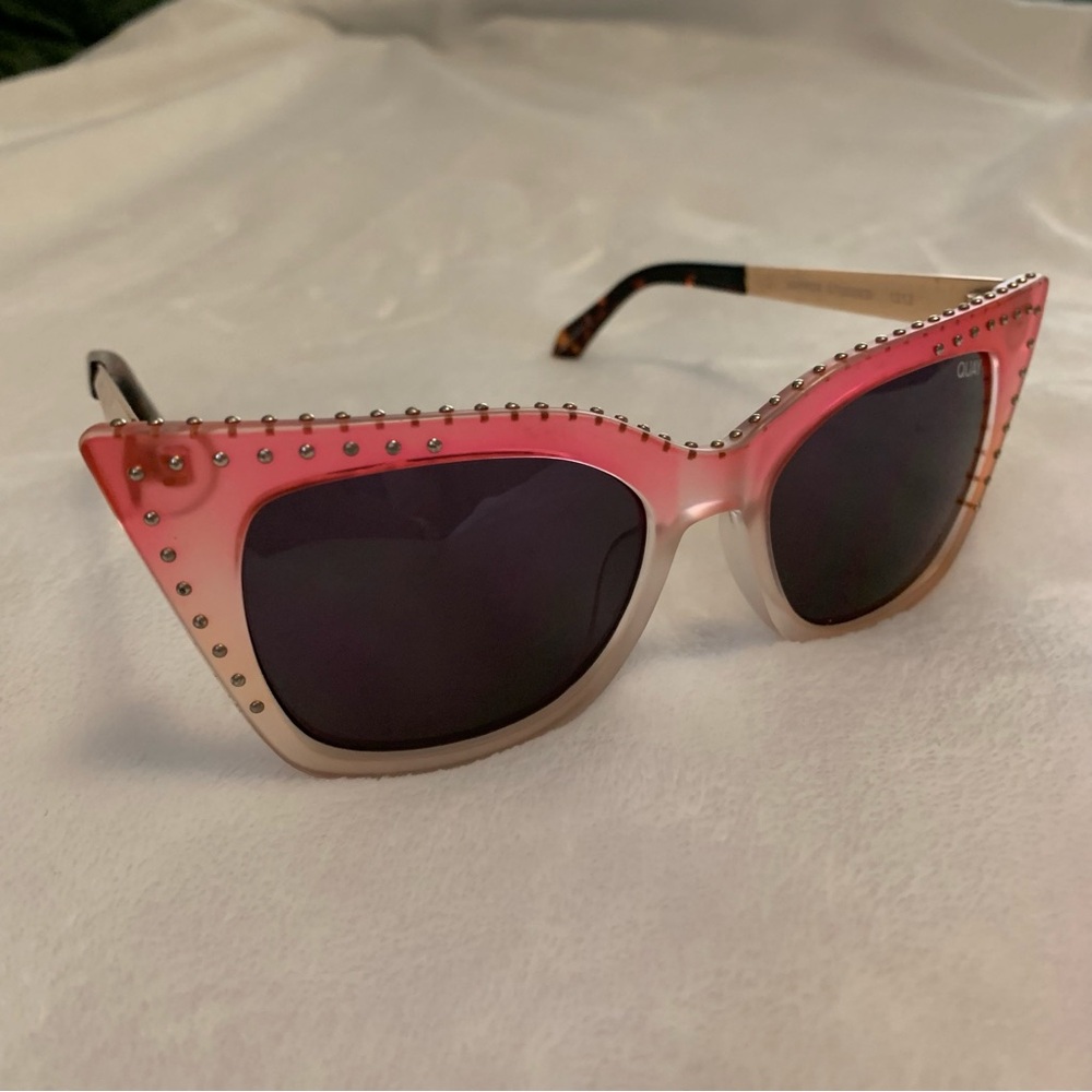 Quay Pink Ombre Cat-Eye Studded Sunglasses